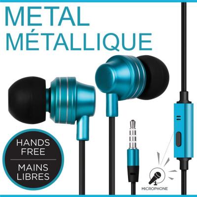 Escape Hands-free Earphones With Microphone In Metallic Blue - EHP253