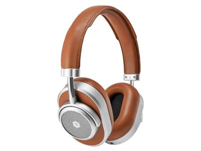 Master & Dynamic Active Noise-Cancelling Wireless Headphone In Silver Metal And Brown Leather - MW65S2