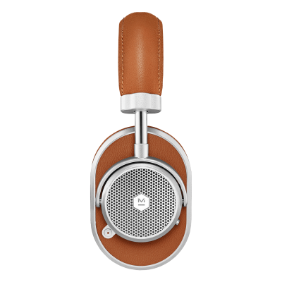 Master & Dynamic Active Noise-Cancelling Wireless Headphone In Silver Metal And Brown Leather - MW65S2