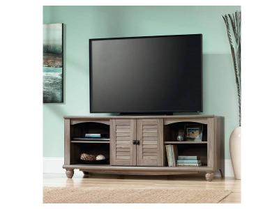 Sauder Harbor View Collection Entertainment Credenza TV Stand In Salt Oak Finish - 415055