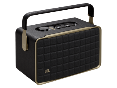 JBL Portable Smart Home Speaker with Wi-Fi Bluetooth and Voice Assistants with Retro Design in Black - JBLAUTH300BLKAM