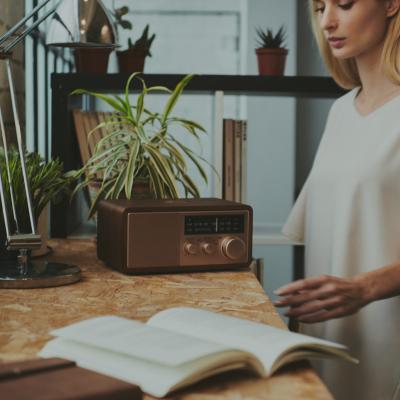 Sangean AM / FM / AUX / Bluetooth Wooden Cabinet Radio in Rose Gold - 14-WR16SE