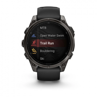 Garmin Fenix 8 Amoled 47 mm Sapphire Carbon Gray DLC Titanium Smartwatch with Black/Pebble Gray Silicone Band - 010-02904-20