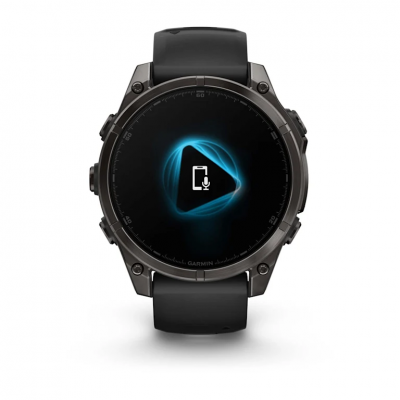 Garmin Fenix 8 Amoled 47 mm Sapphire Carbon Gray DLC Titanium Smartwatch with Black/Pebble Gray Silicone Band - 010-02904-20