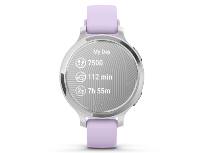 Garmin Lily 2 Active Silver with Purple Jasmine Bone Silicone Band - 010-02891-01