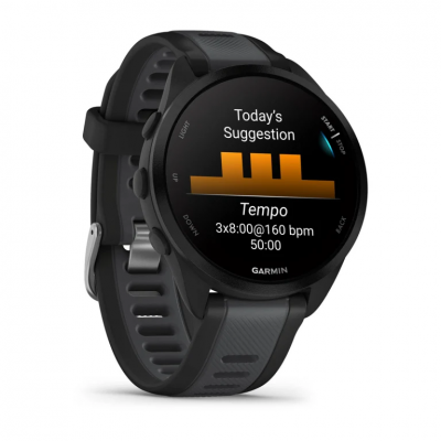 Garmin Forerunner 165 Music Smart Watch in Black/Slate Gray - 010-02863-30