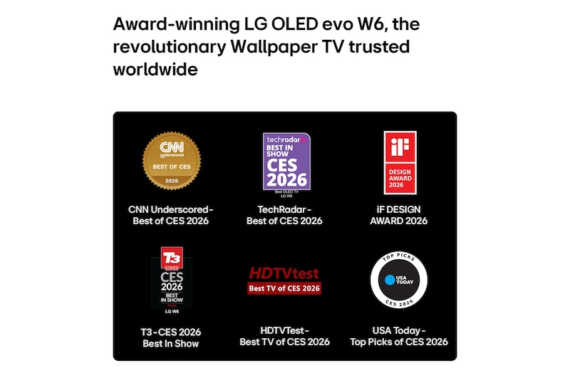 77" LG OLED77W6PUA Wallpaper OLED Evo AI W6 4K Smart TV (2026)