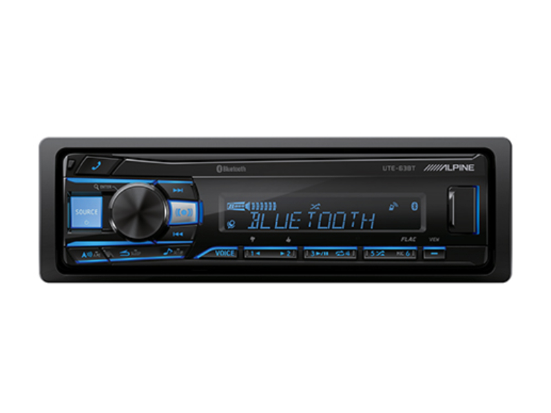 Alpine Single-DIN Shallow-Chassis Bluetooth Digital Media Receiver - UTE-63BT